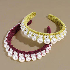 Faux Pearl Hair Hoop Velvet Wide Brimmed Hair Hoop Hair Accessories
