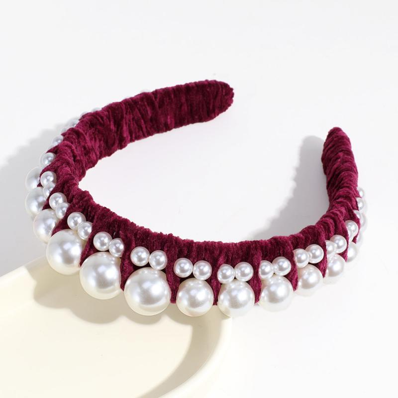 Faux Pearl Hair Hoop Velvet Wide Brimmed Hair Hoop Hair Accessories