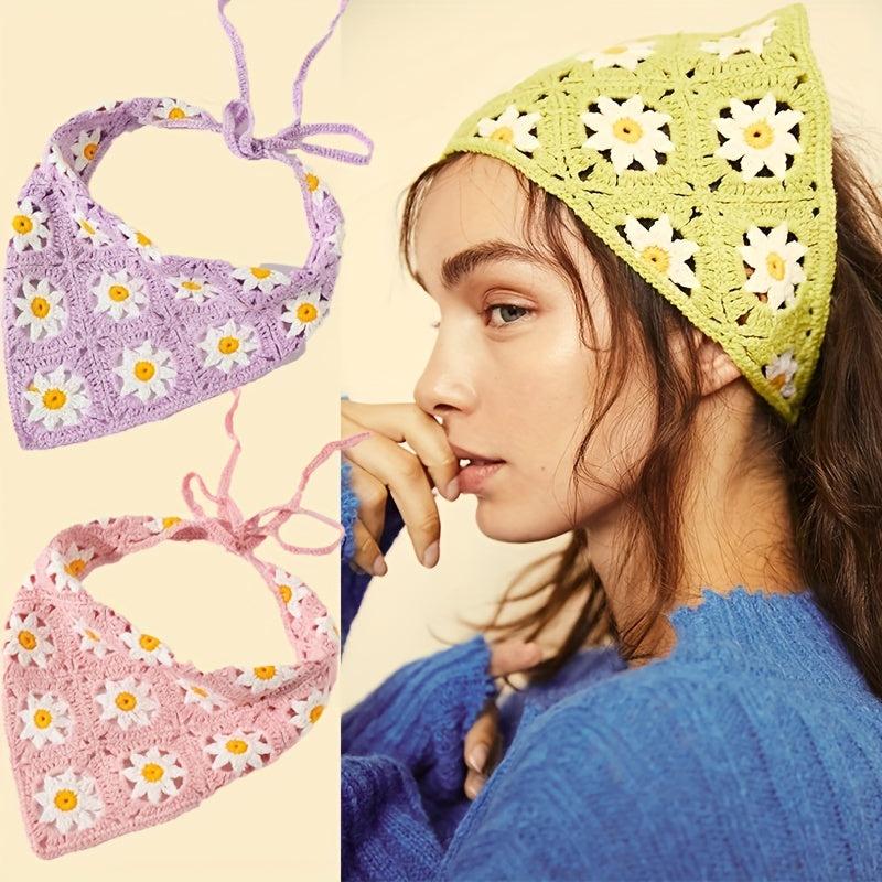 Boho Crochet Bandana Triangular Head Band for Women Girls