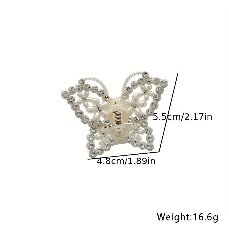 Butterfly Rhinestone Hair Claw Faux Pearl Hair Accessories