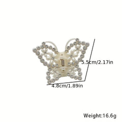Butterfly Rhinestone Hair Claw Faux Pearl Hair Accessories
