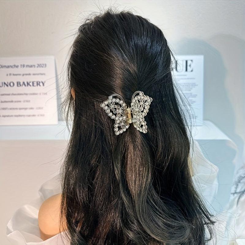 Butterfly Rhinestone Hair Claw Faux Pearl Hair Accessories