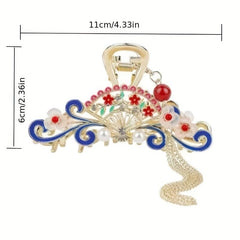 Chinese Style Tassel Hair Claw Metal Flower Hair Claw Nonslip Ponytail Holder