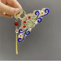 Chinese Style Tassel Hair Claw Metal Flower Hair Claw Nonslip Ponytail Holder