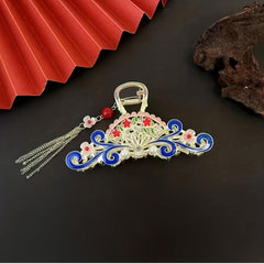 Chinese Style Tassel Hair Claw Metal Flower Hair Claw Nonslip Ponytail Holder