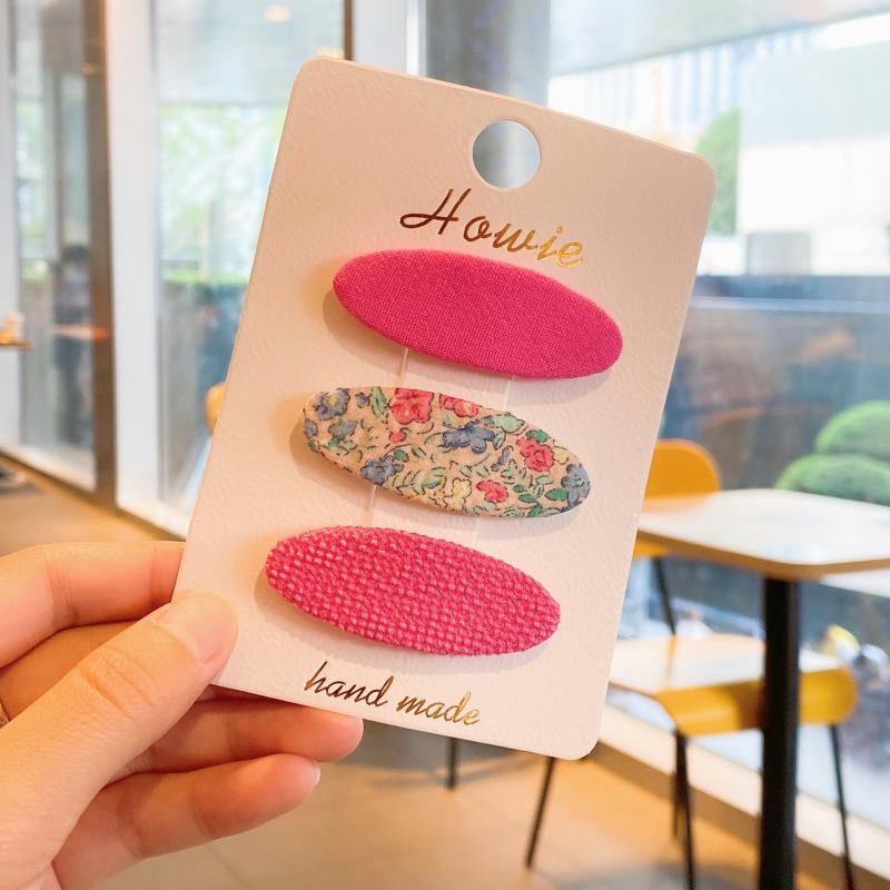 Floral Printed Hair Clip Ellipse Shape Snap Clip for Women Girls