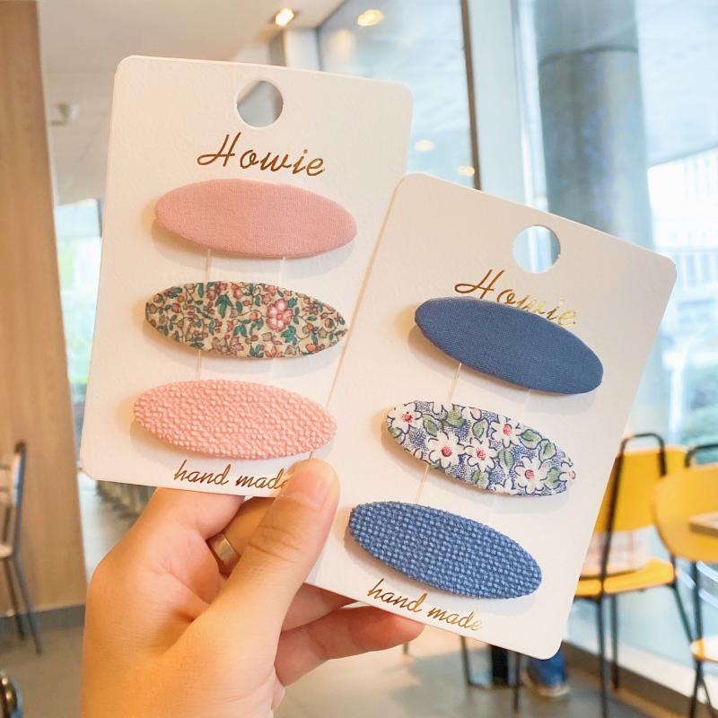 Floral Printed Hair Clip Ellipse Shape Snap Clip for Women Girls