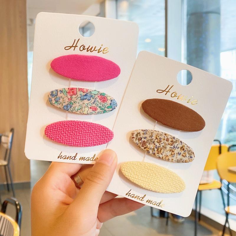 Floral Printed Hair Clip Ellipse Shape Snap Clip for Women Girls