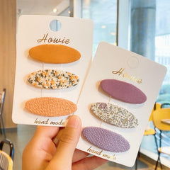 Floral Printed Hair Clip Ellipse Shape Snap Clip for Women Girls
