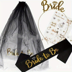 Bachelorette Party Veil & Headband Set for Bride To Be