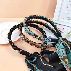 Satin Fabric Headband Retro Ribbon Hair Band Non Slip Hair Hoop Access