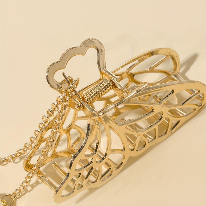 Alloy Hair Claw Faux Pearl Tassel Nonslip Ponytail Holder Shark Claw