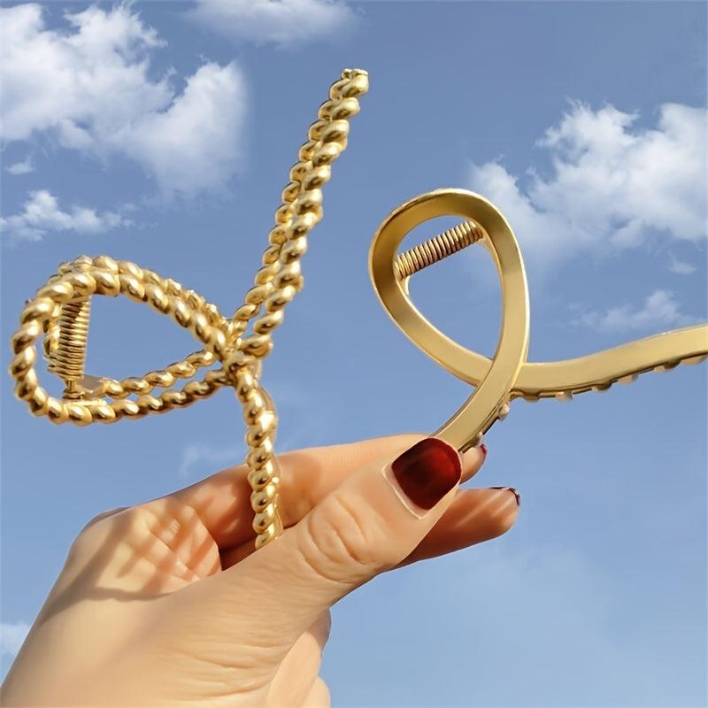 6pcs Gold Hair Claw Clip for Women Metallic Shark Claw Jaw Clip