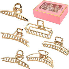 6pcs Gold Hair Claw Clip for Women Metallic Shark Claw Jaw Clip