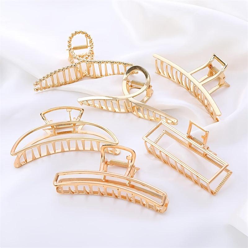 6pcs Gold Hair Claw Clip for Women Metallic Shark Claw Jaw Clip