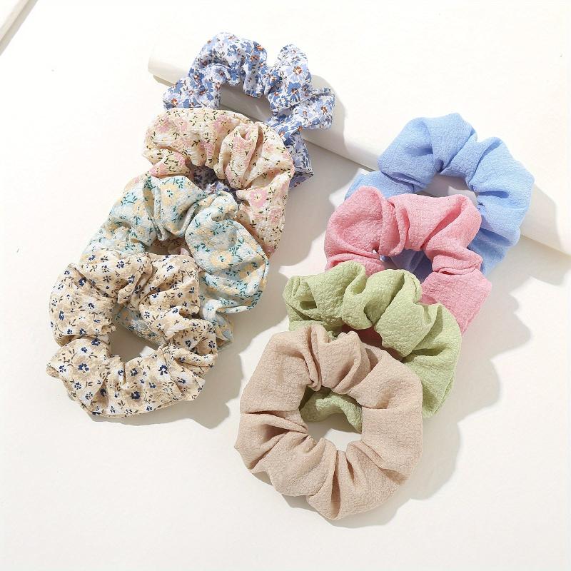 8PCS Fabric Floral Headband Hair Tie Hair Rope Pastoral Style Hair Accessories
