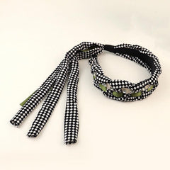 Synthetic Hair Braided Headband with Houndstooth Scarf