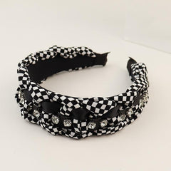 Synthetic Hair Braided Headband with Houndstooth Scarf