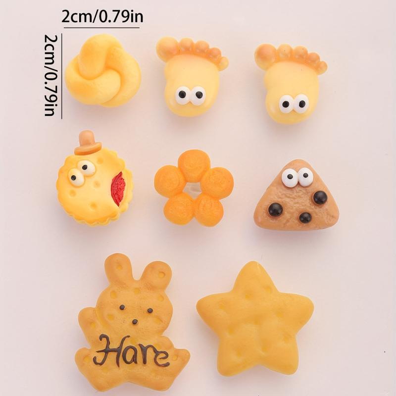 8pcs Rabbit Cookies Shoe Charm Star Bread Clogs Accessories