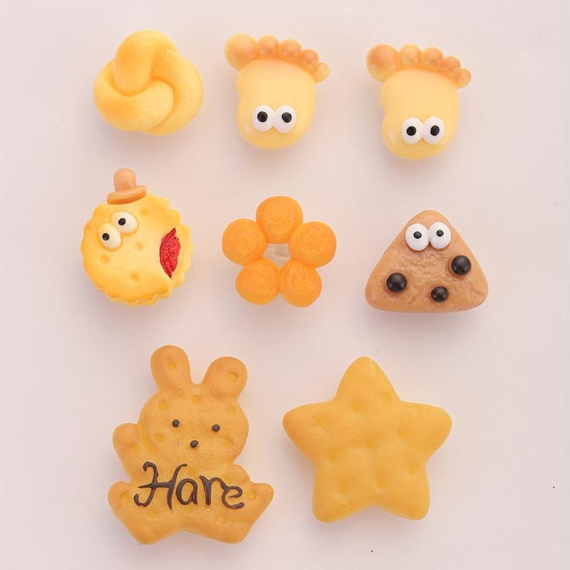 8pcs Rabbit Cookies Shoe Charm Star Bread Clogs Accessories
