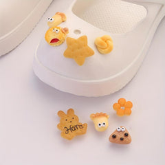 8pcs Rabbit Cookies Shoe Charm Star Bread Clogs Accessories