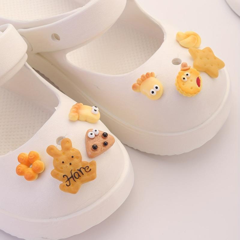 8pcs Rabbit Cookies Shoe Charm Star Bread Clogs Accessories
