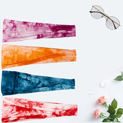 Tie Dye Headbands Boho Elastic Wide Hair Band for Women