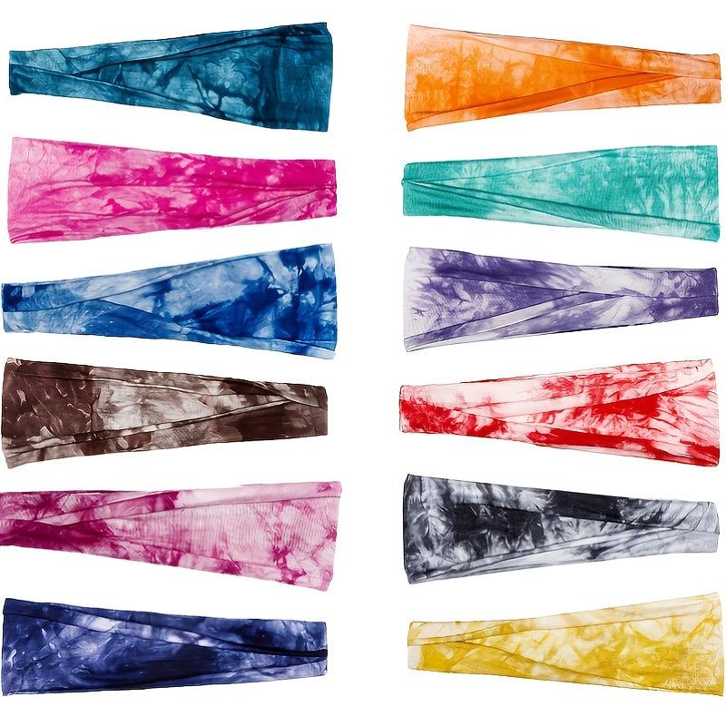 Tie Dye Headbands Boho Elastic Wide Hair Band for Women