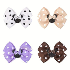 Sequin Hair Clip with Polka Dot Bow Hair Accessories