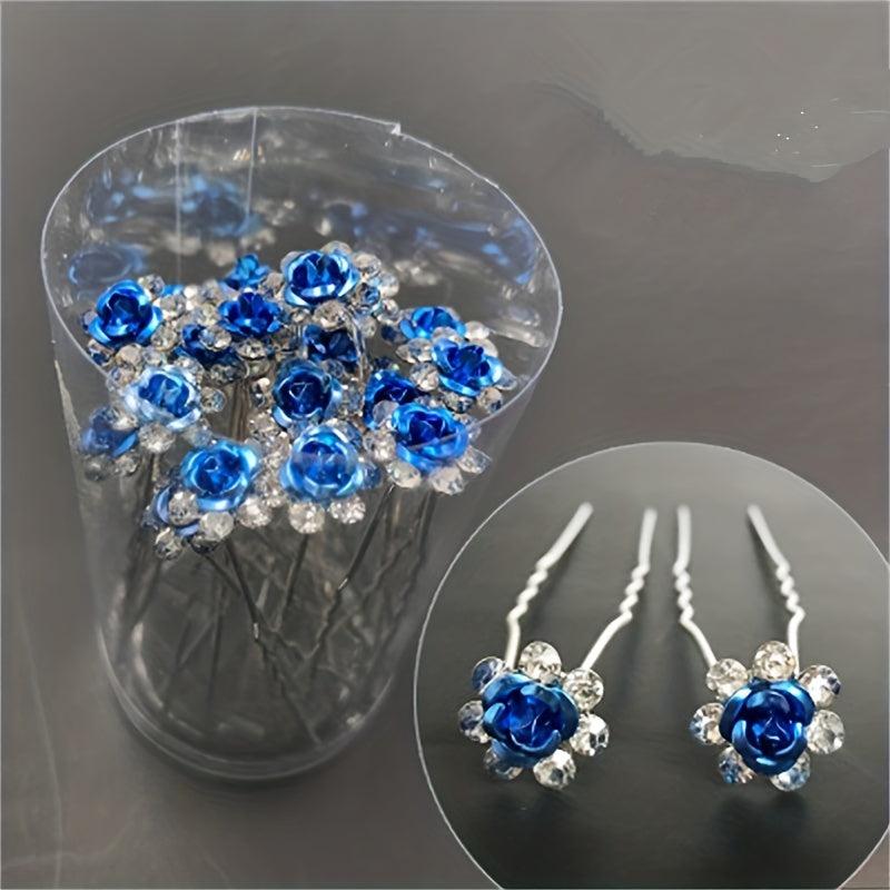Crystal Flower Hair Pin Rhinestone Hairpin Bridal Wedding Hair Jewelry