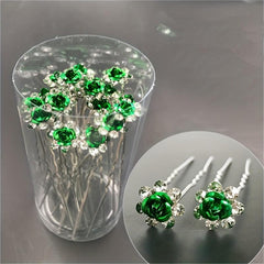 Crystal Flower Hair Pin Rhinestone Hairpin Bridal Wedding Hair Jewelry