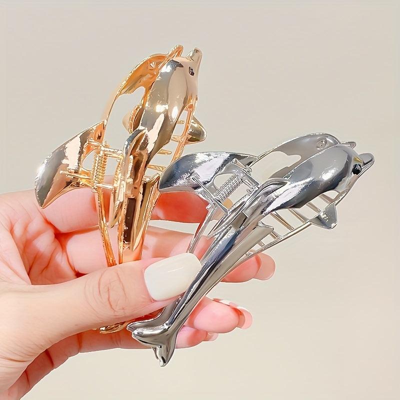 Alloy Dolphin Hair Claw Ocean Series Nonslip Ponytail Holder