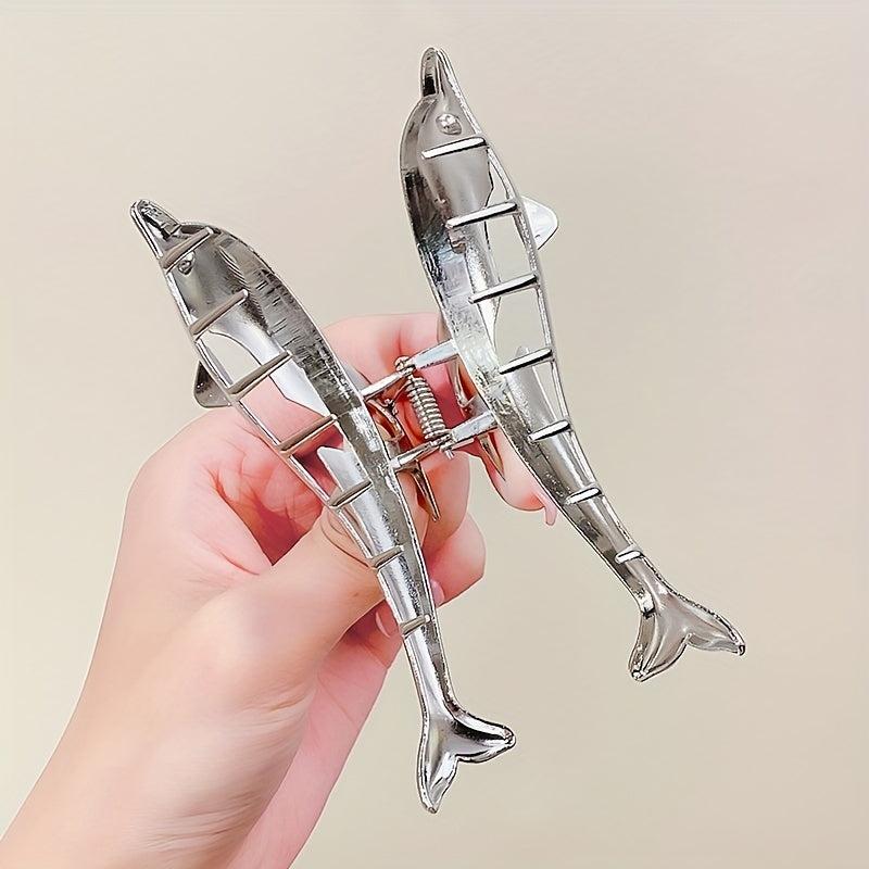 Alloy Dolphin Hair Claw Ocean Series Nonslip Ponytail Holder