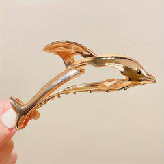 Alloy Dolphin Hair Claw Ocean Series Nonslip Ponytail Holder
