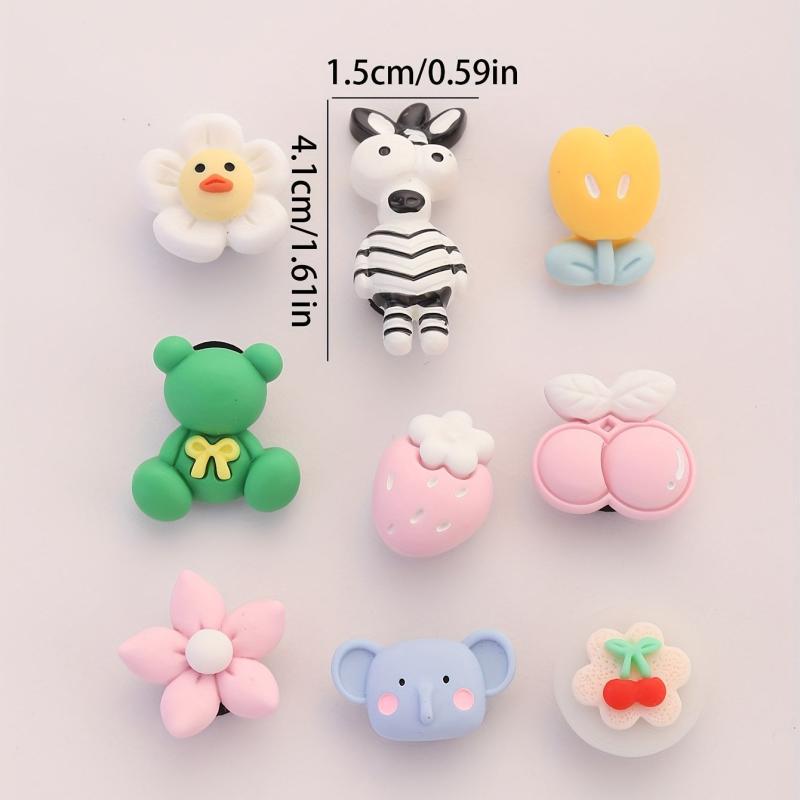 9pcs Cartoon Shoe Buckles Animal Fruit Plant Clogs Sandal Buckles
