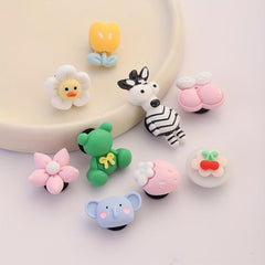 9pcs Cartoon Shoe Buckles Animal Fruit Plant Clogs Sandal Buckles