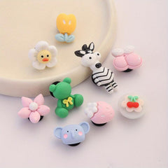 9pcs Cartoon Shoe Buckles Animal Fruit Plant Clogs Sandal Buckles