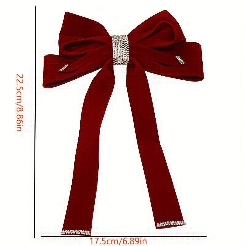 Rhinestone Bow Hair Clip Ribbon Bowknot Hairpin Ponytail Holder