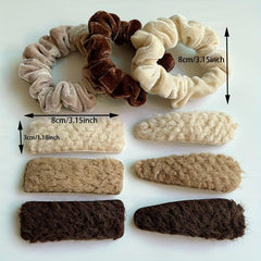 Coffee Hair Accessories Set for Women Girls