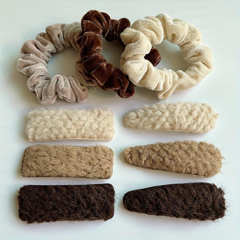 Coffee Hair Accessories Set for Women Girls