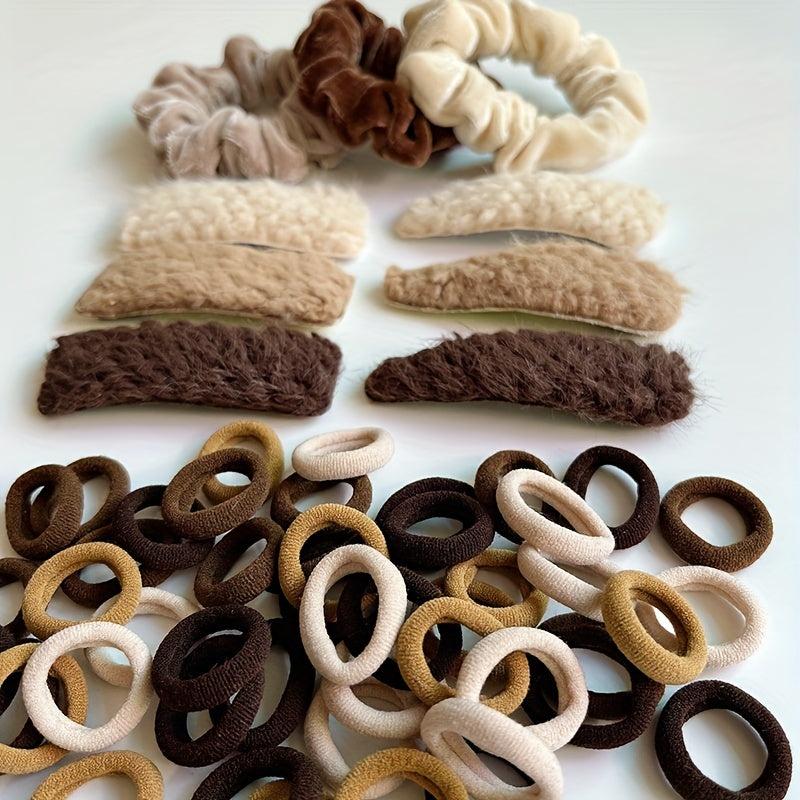 Coffee Hair Accessories Set for Women Girls