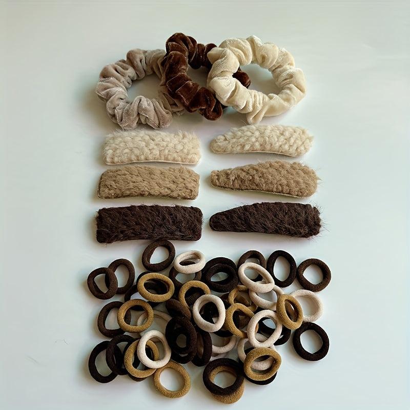 Coffee Hair Accessories Set for Women Girls
