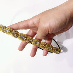 Beaded Rhinestone Headband Stretchy Hair Band