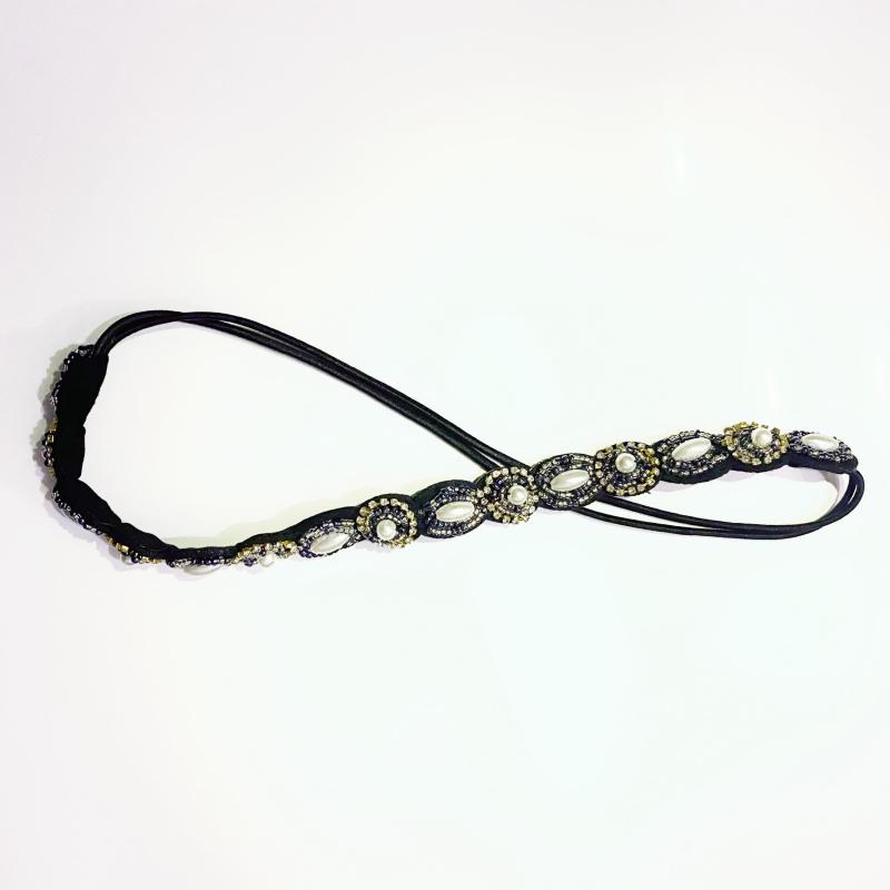 Beaded Rhinestone Headband Stretchy Hair Band