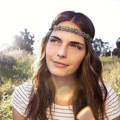 Beaded Rhinestone Headband Stretchy Hair Band