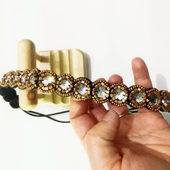 Beaded Rhinestone Headband Stretchy Hair Band