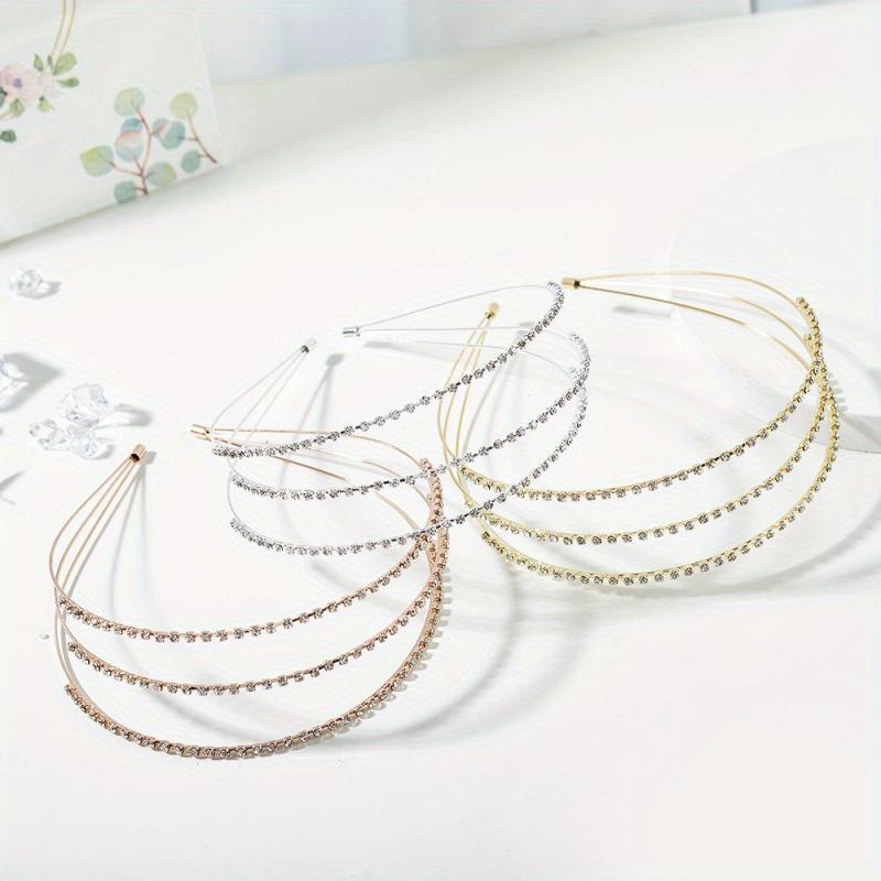 Retro Rhinestone 3 Tiers Headband Female Versatile Headband