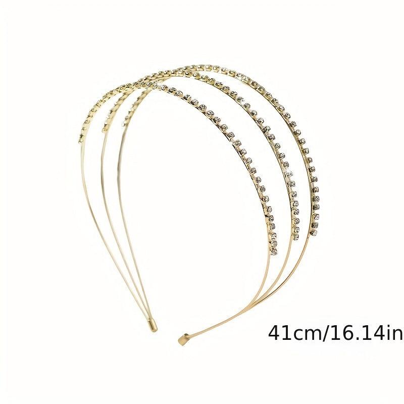 Retro Rhinestone 3 Tiers Headband Female Versatile Headband