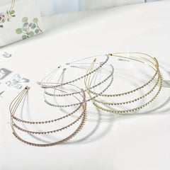 Retro Rhinestone 3 Tiers Headband Female Versatile Headband