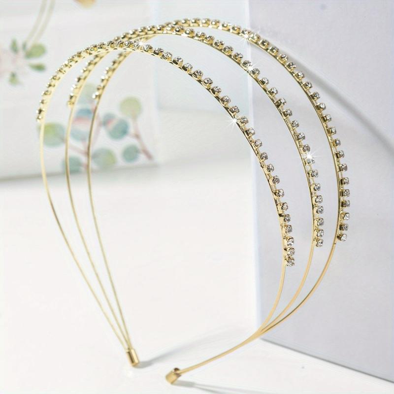 Retro Rhinestone 3 Tiers Headband Female Versatile Headband